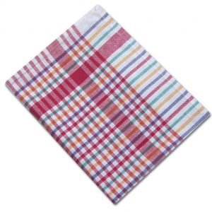100% Cotton Colour Check Tea Towel - Multi Red - Pack of 10 - quick-cleaning-supplies