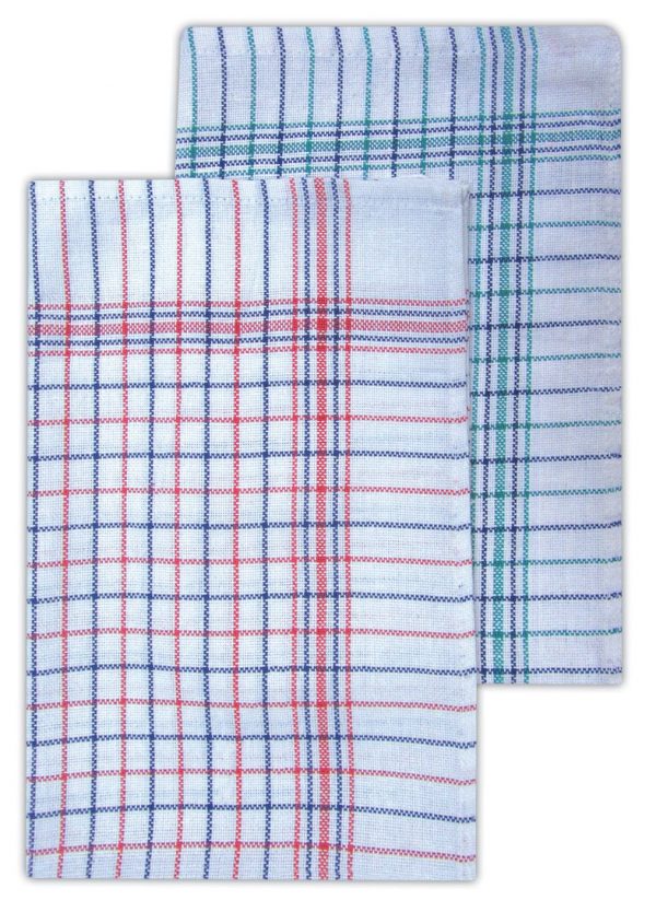 Caterers Check Tea Towel - Assorted Colour - Pack of 10 - quick-cleaning-supplies