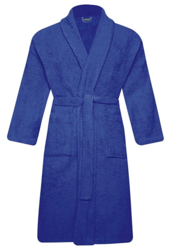 Men & Women 100% Cotton Terry Towelling Shawl Collar Bathrobe Dressing Gown - quick-cleaning-supplies
