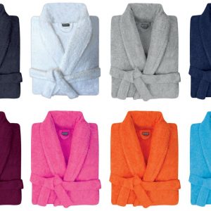 Mens & Womens 100% Cotton Terry Towelling Shawl Collar Bath Robe Dressing Gown. - quick-cleaning-supplies